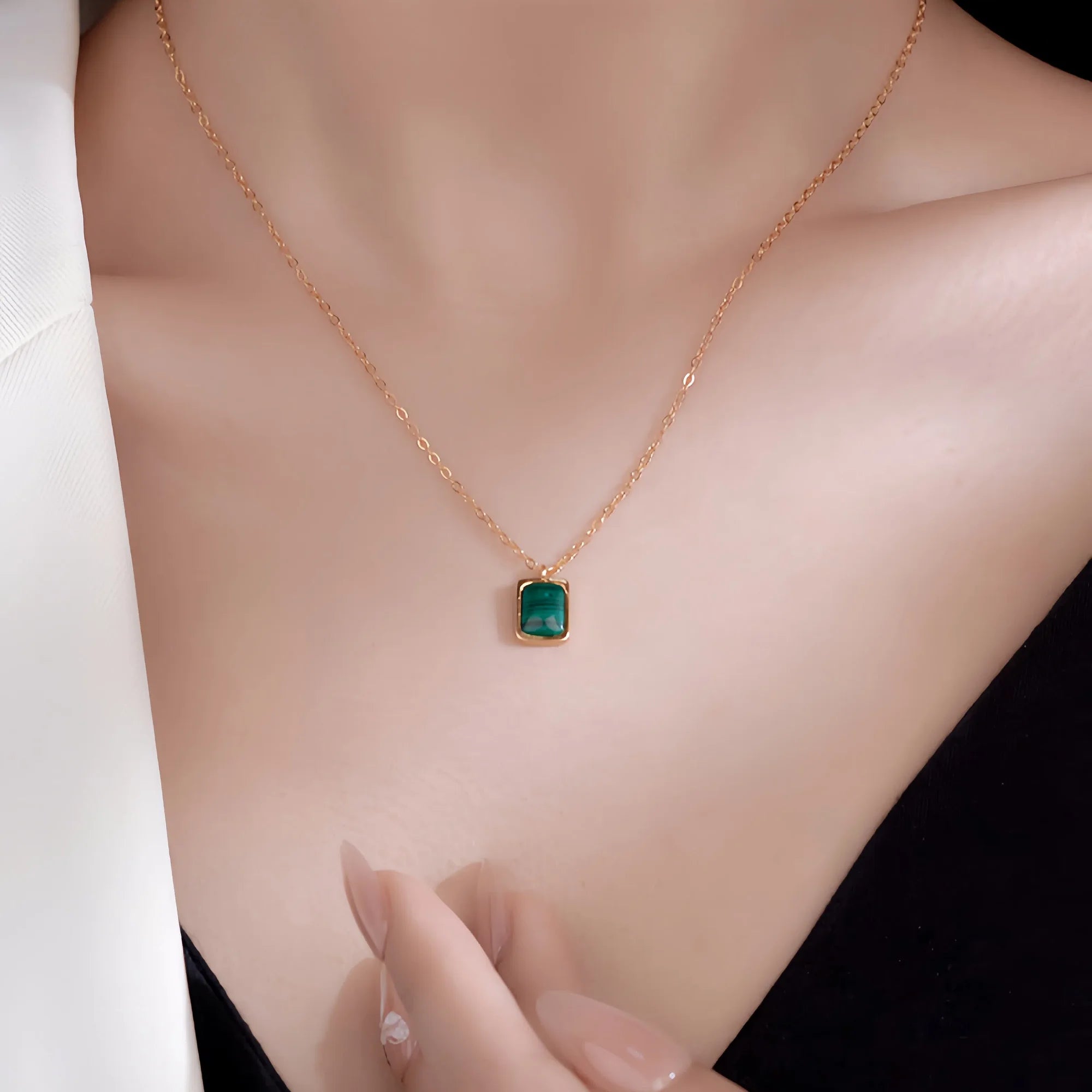 Sacred Malachite Square Pendant Necklace