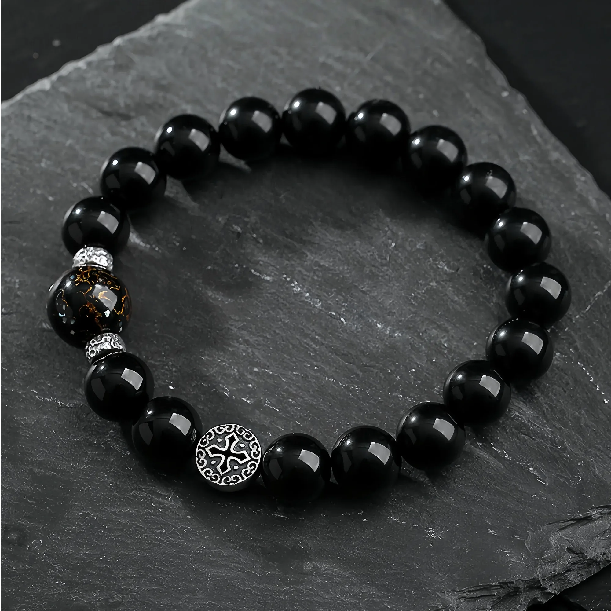 Sacred Obsidian & Sandalwood Protection Bracelet