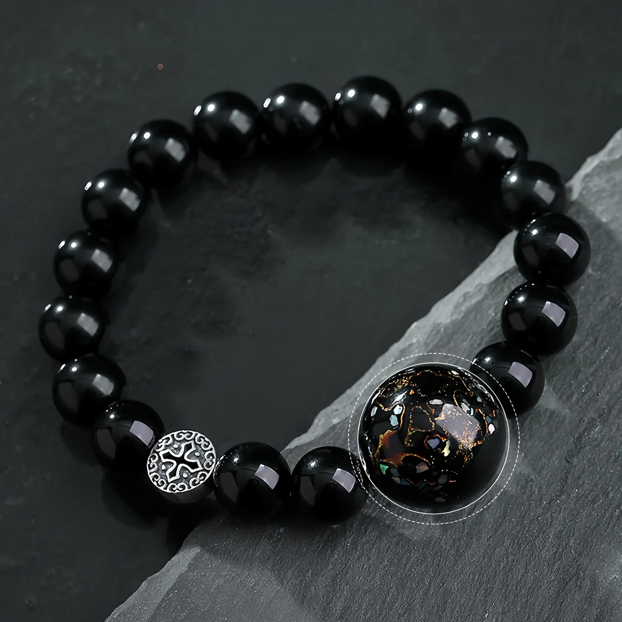 Sacred Obsidian & Sandalwood Protection Bracelet