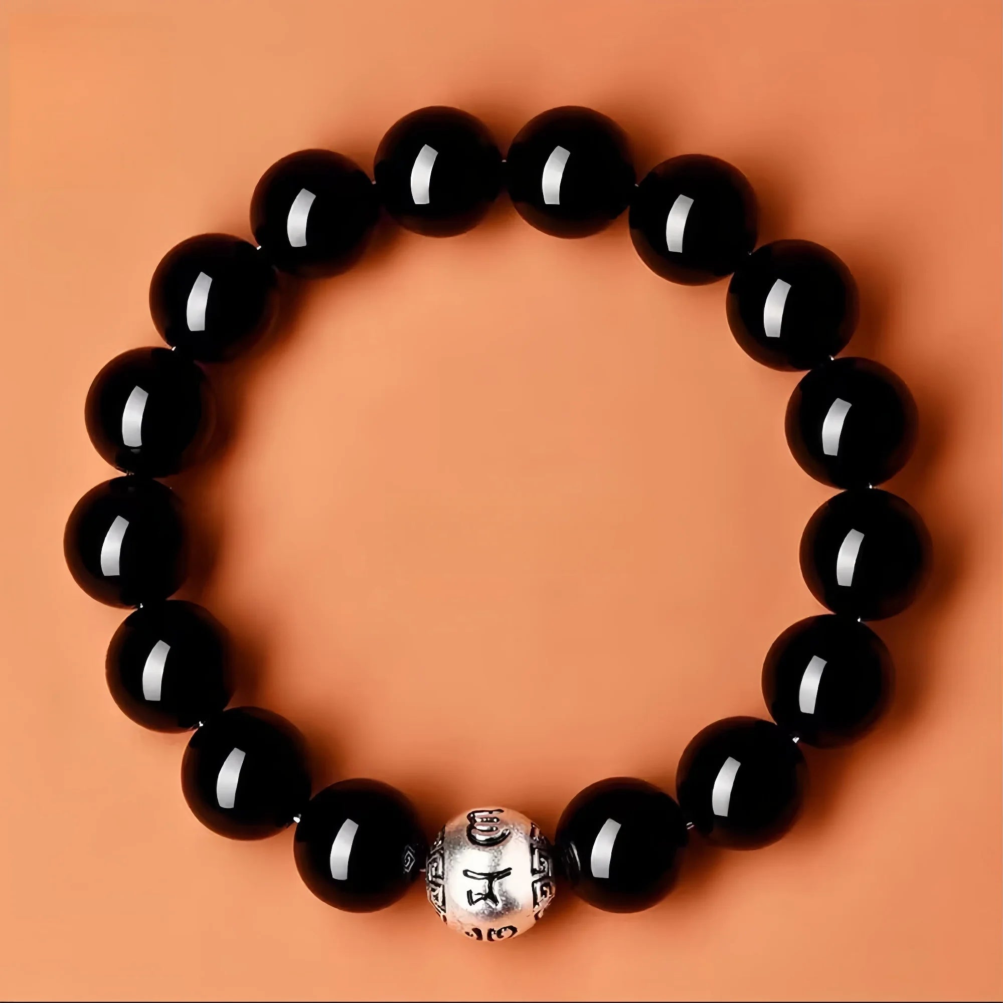Sacred Six-Mantra Obsidian Bracelet
