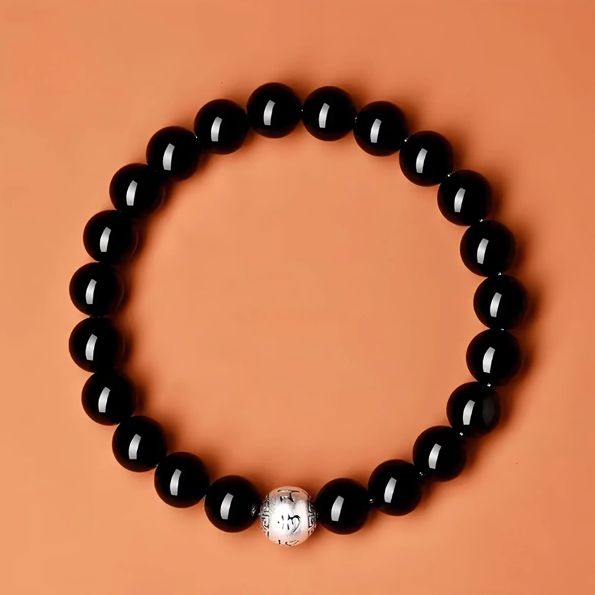Sacred Six-Mantra Obsidian Bracelet