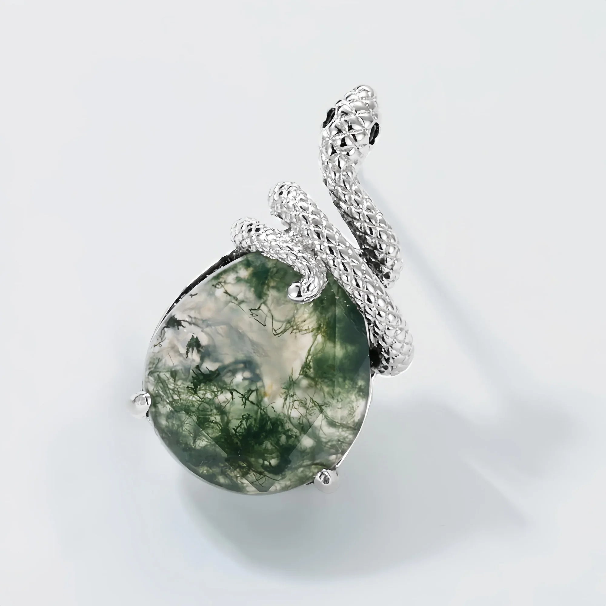 Serpent Wisdom Moss Agate Earrings