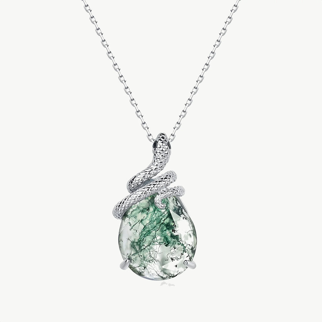 Serpent Wisdom Moss Agate Pendant