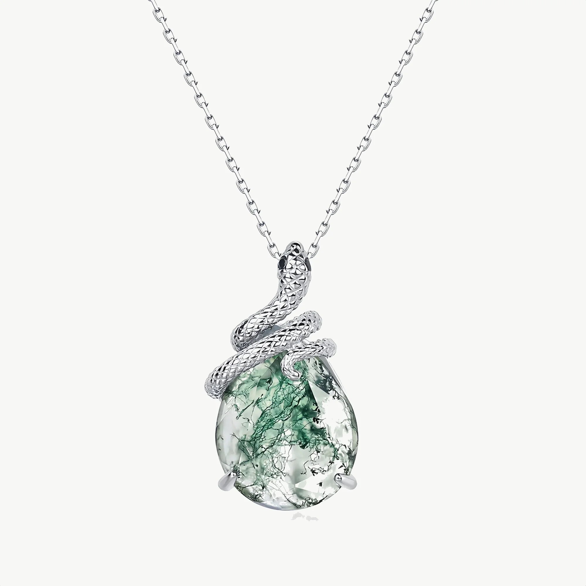 Serpent Wisdom Moss Agate Pendant