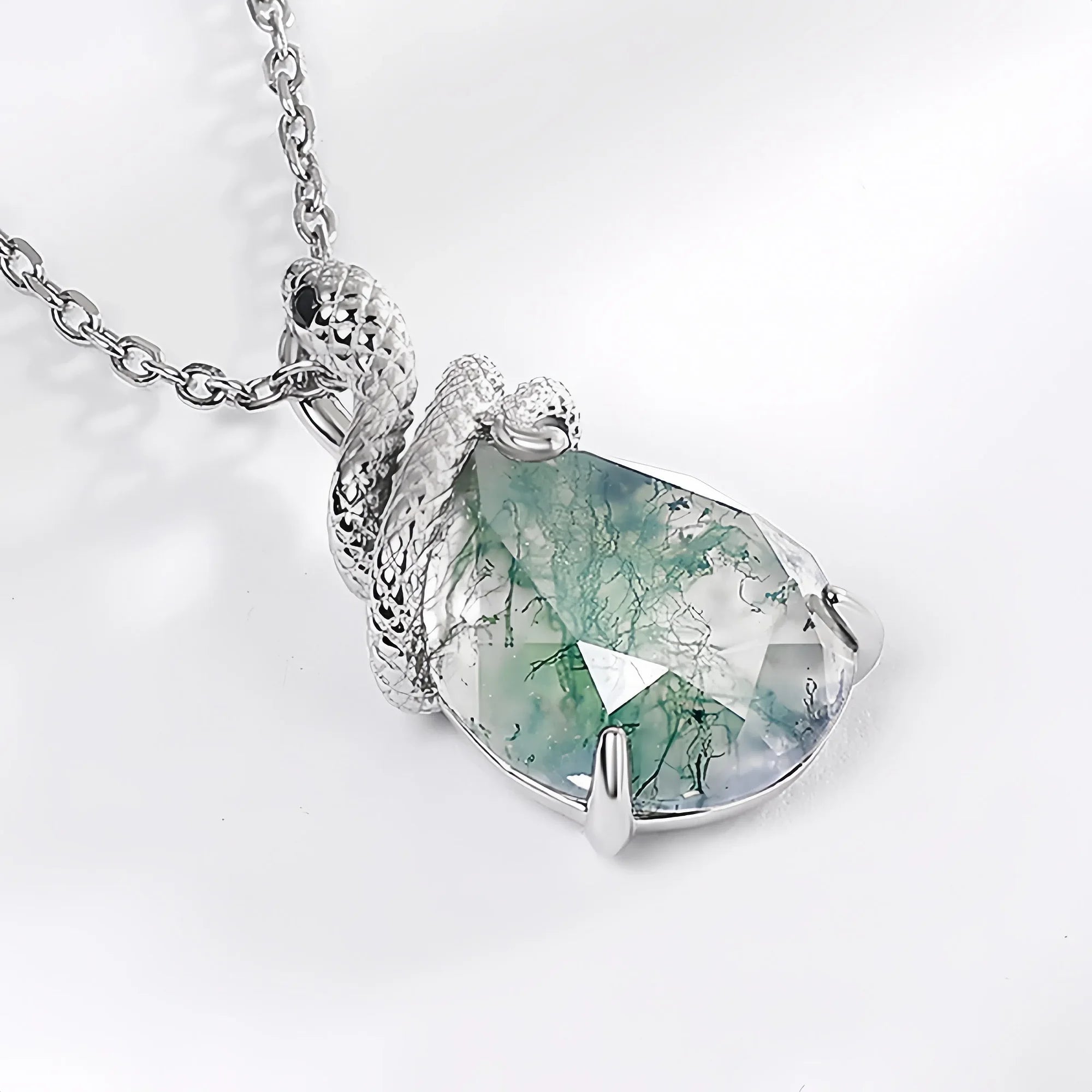Serpent Wisdom Moss Agate Pendant