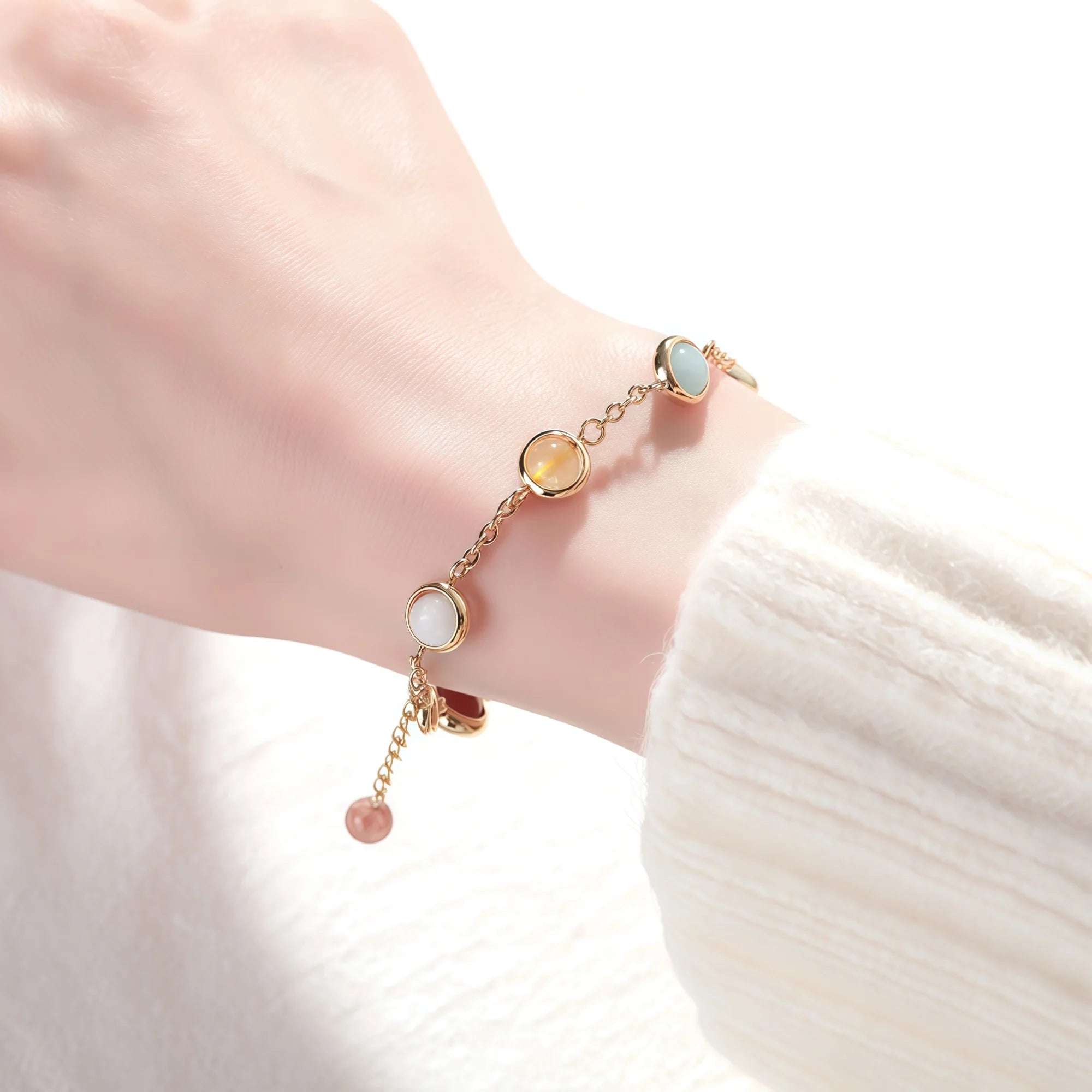 Seven Chakra Gemstone Healing Bracelet in 18K Gold Vermeil