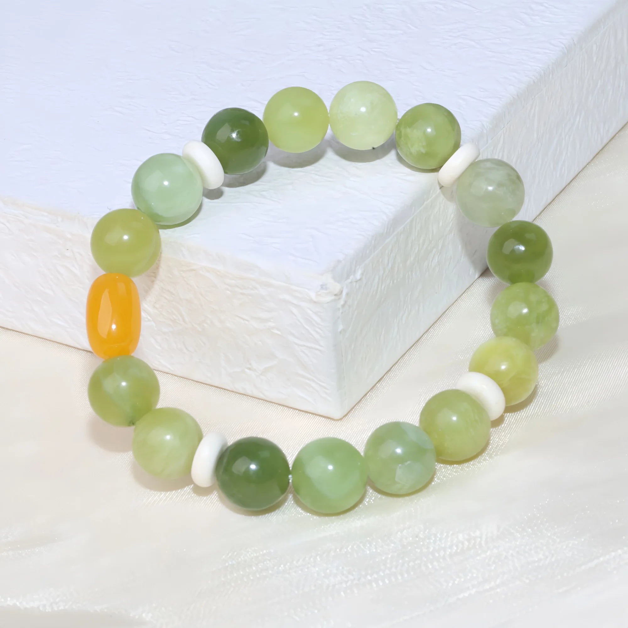 Solar Harmony Yellow Carnelian & Jade Bracelet
