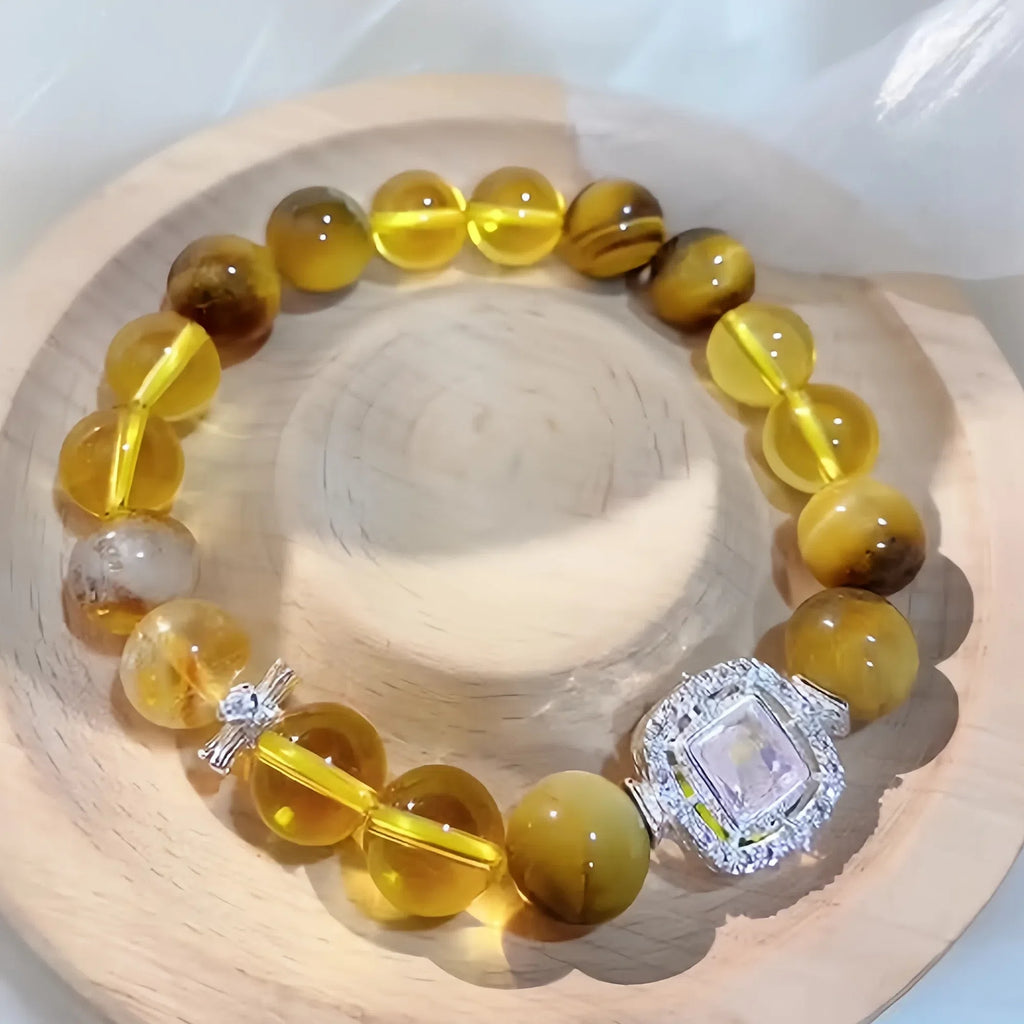 Solar Resonance Citrine and Tiger Eye Bracelet