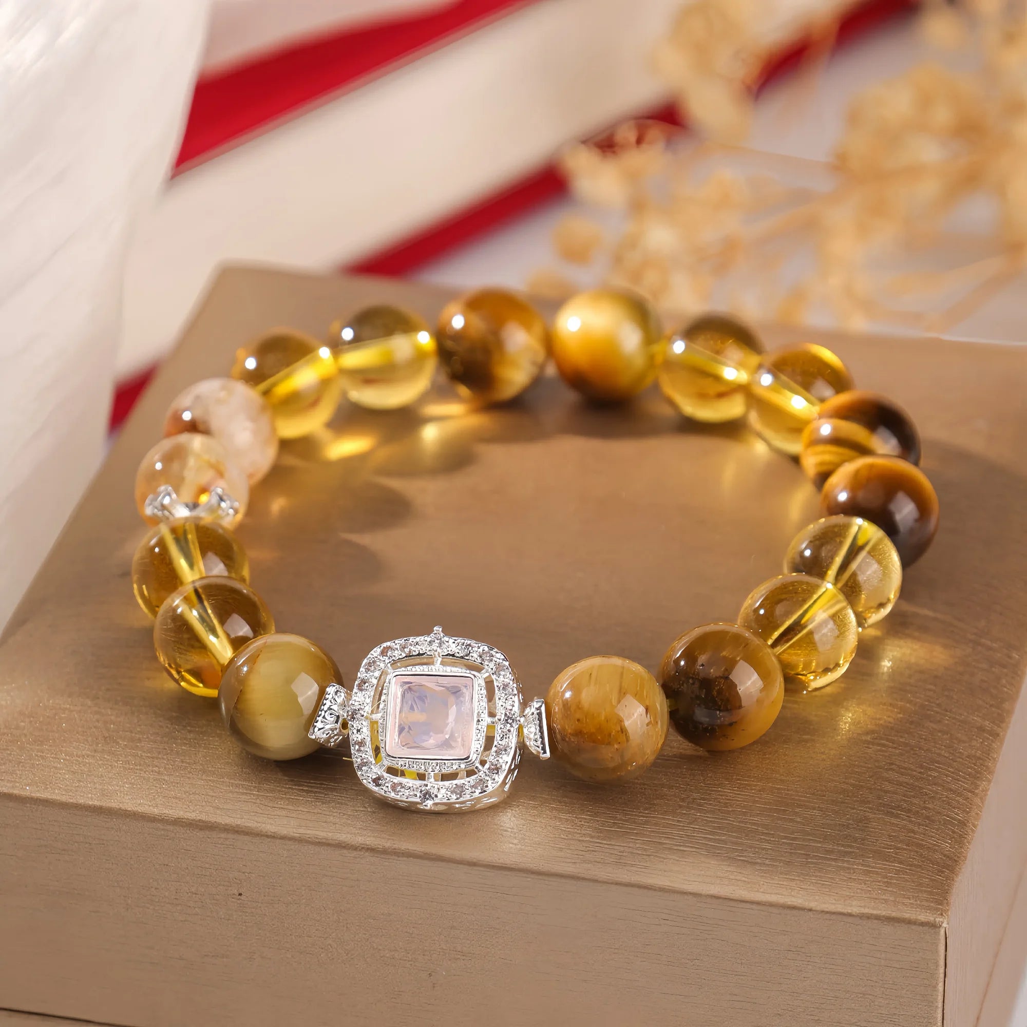 Solar Resonance Citrine and Tiger Eye Bracelet