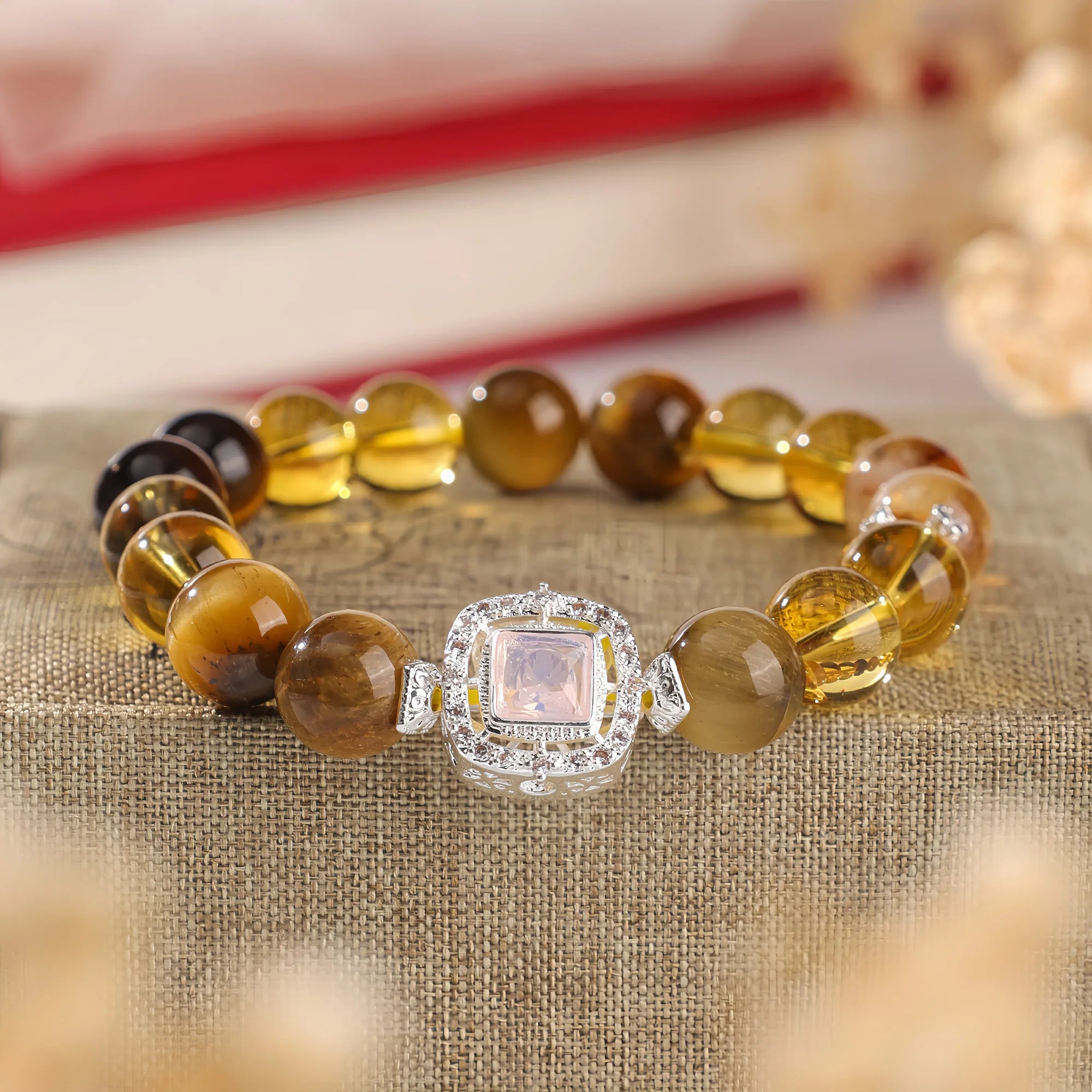 Solar Resonance Citrine and Tiger Eye Bracelet