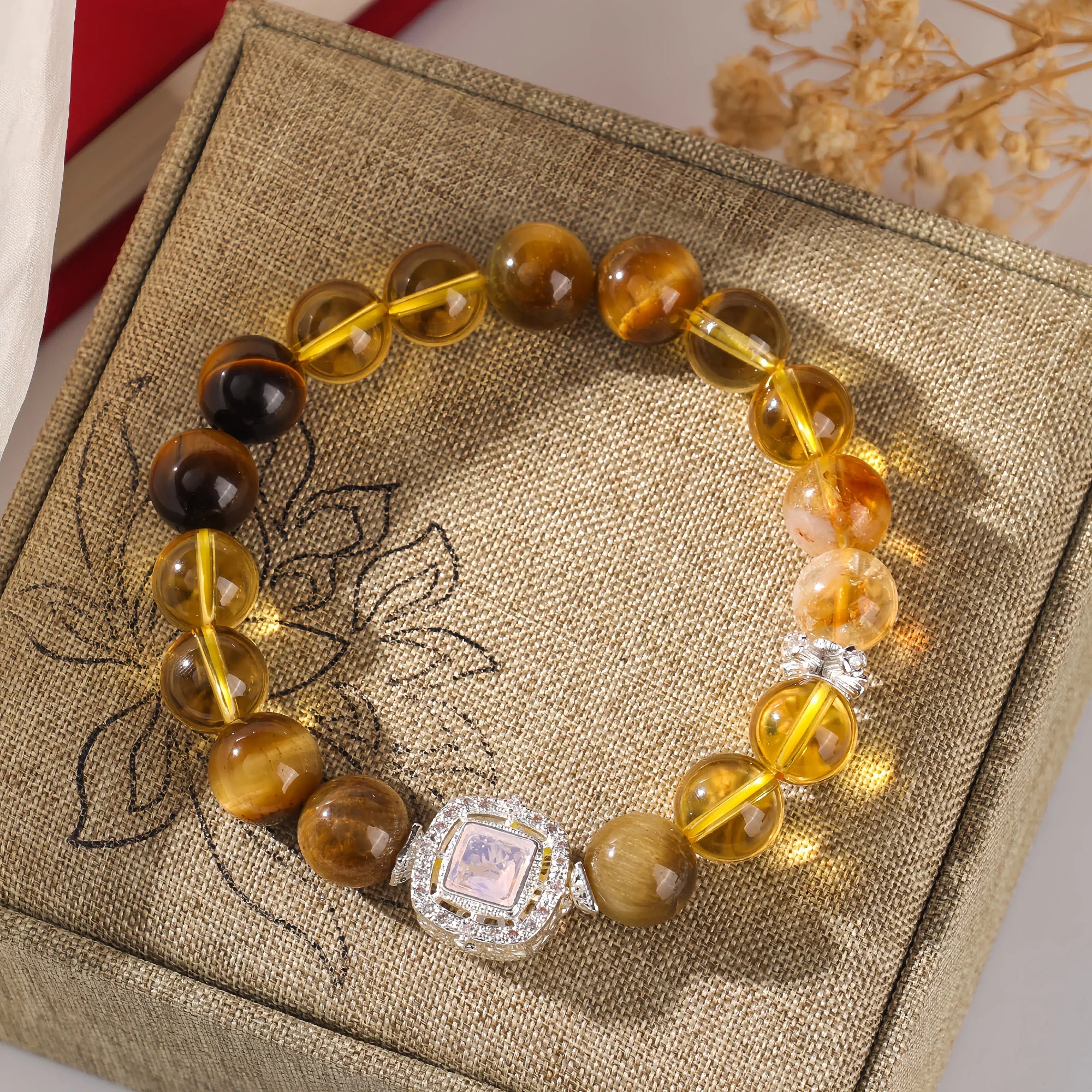 Solar Resonance Citrine and Tiger Eye Bracelet