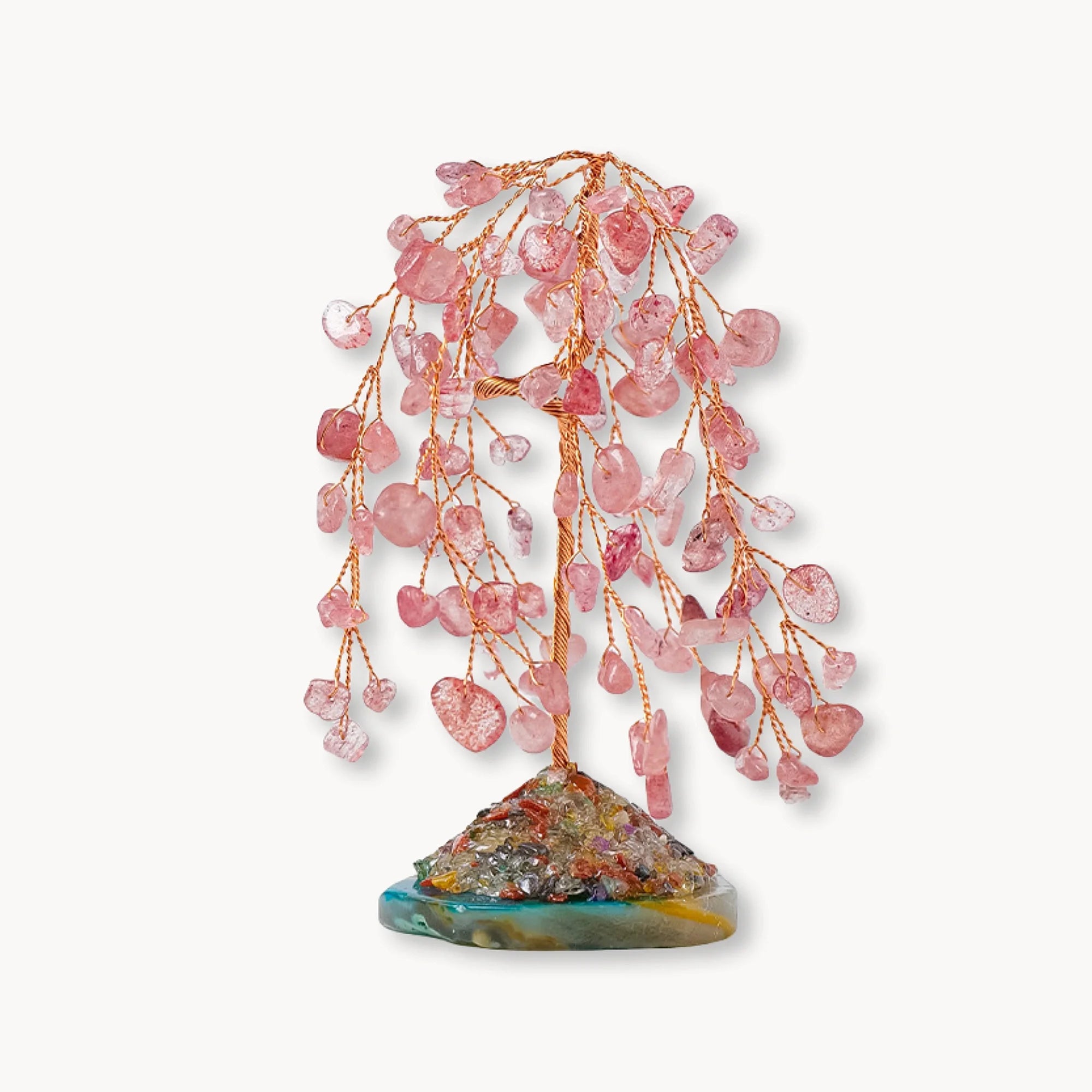 Strawberry Quartz Crystal Energy Tree with Mineral Base
