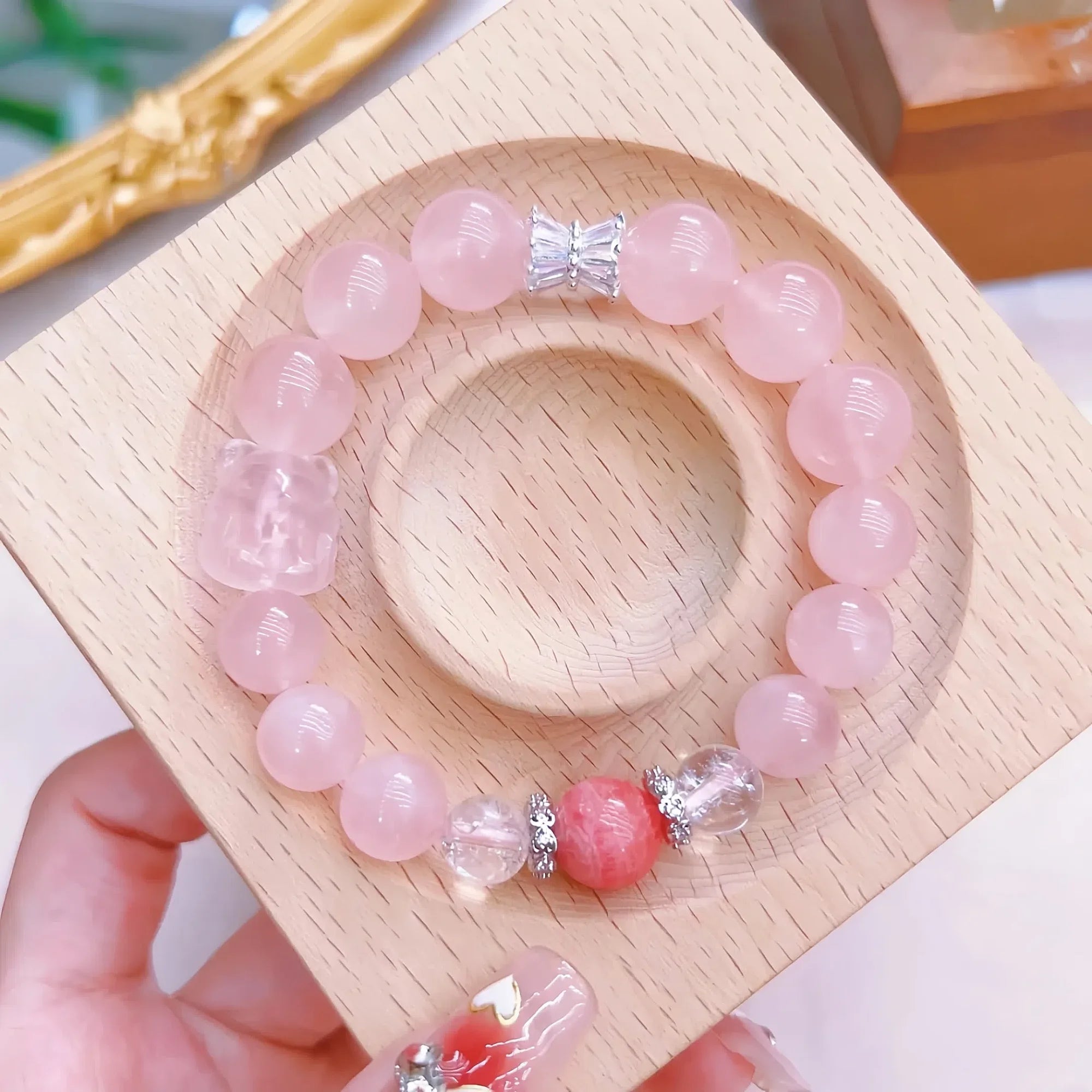 Strawberry Quartz & Rhodochrosite Phoenix Empress Crystal Bracelet