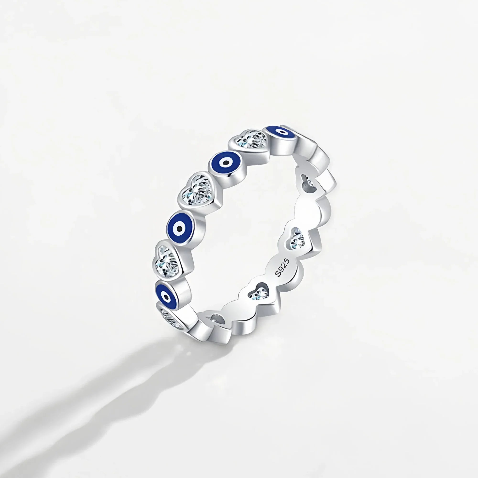 Heart & Evil Eye Covenant Ring Band