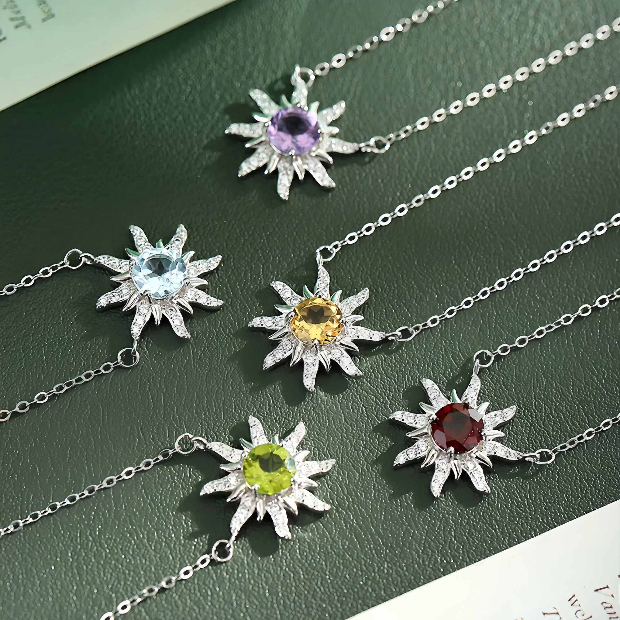 Sunburst Radiance Citrine Pendant Necklace in Sterling Silver
