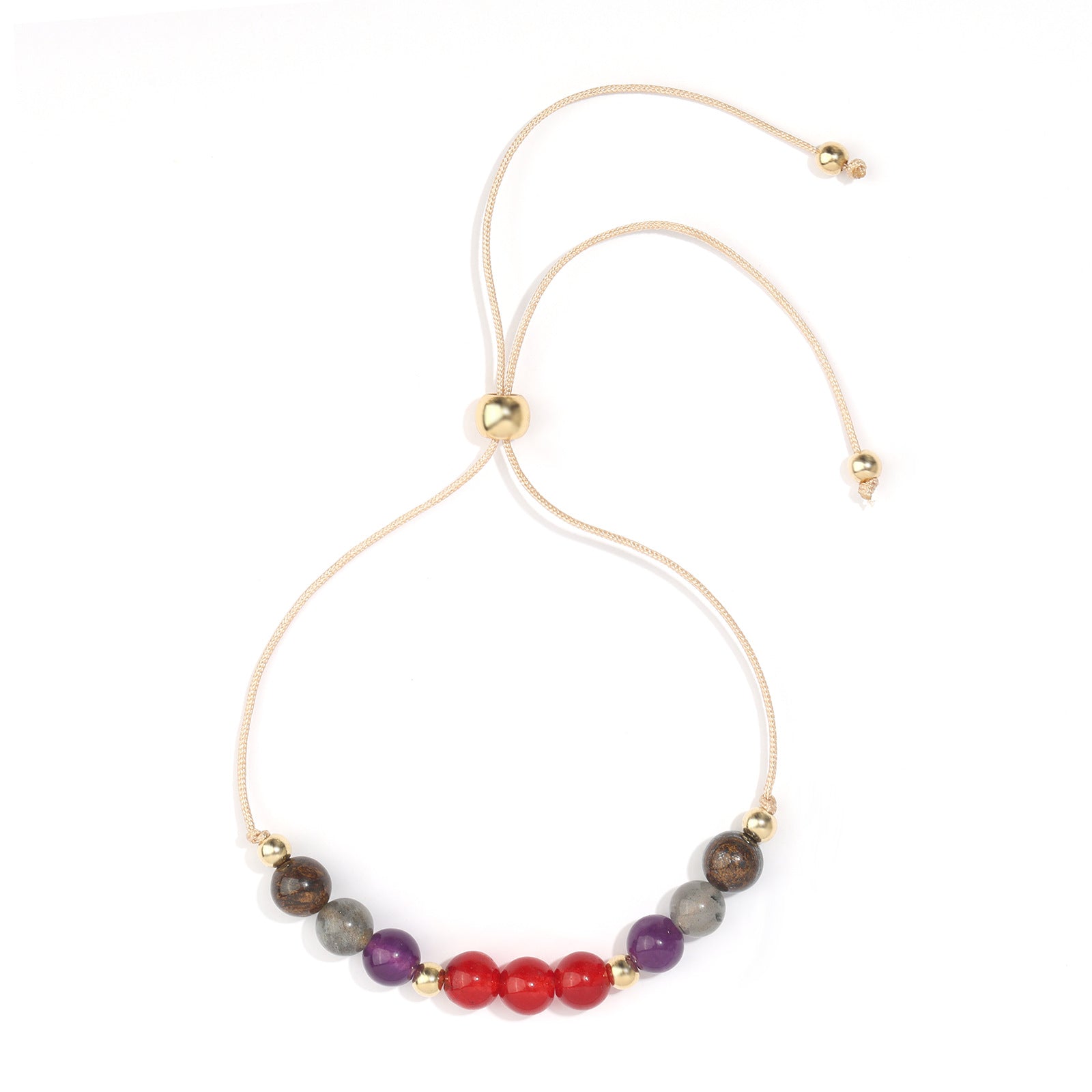 Symmetrical Harmony Quartet Bracelet: Tiger Eye, Spectrolite, Amethyst & Carnelian