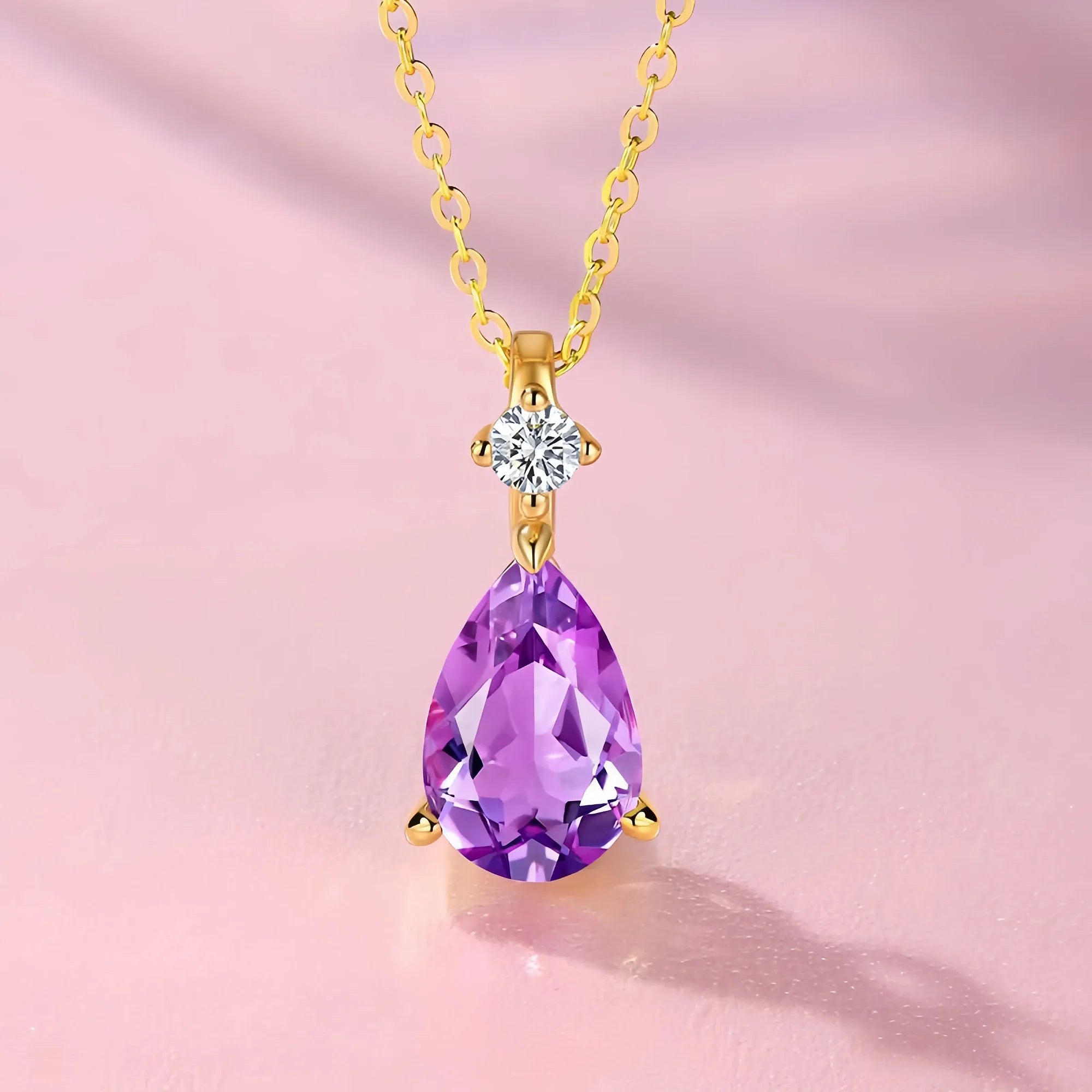 Third Eye Waterfall Amethyst Necklace in 14K Gold Vermeil