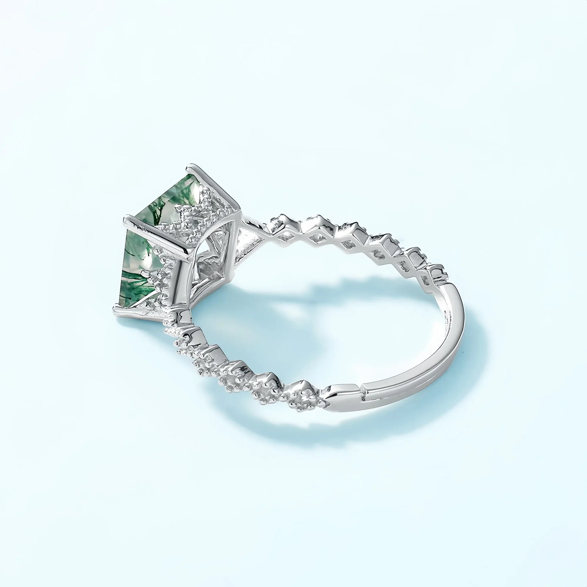 Twist Moss Agate Open Ring