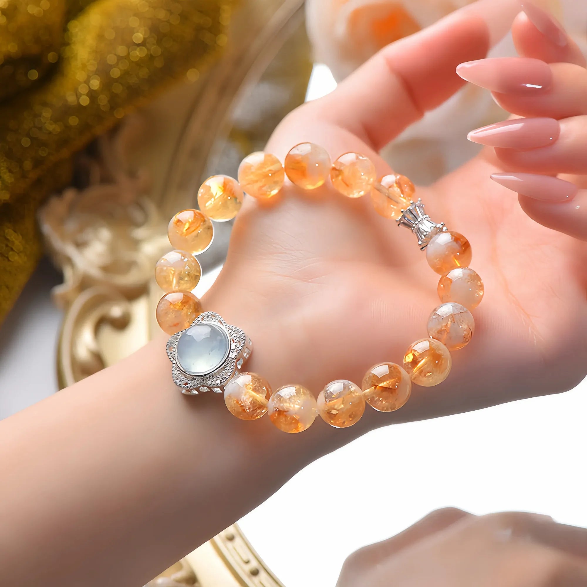 Yellow Azeztulite and Aquamarine Mystery Box Bracelet